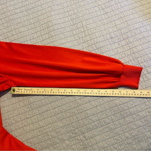 Who What Wear Long Sleeve Sheath Fiery Red Ruffle Dress Large - Picture 9 of 13